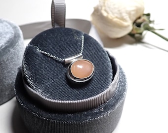 Handmade Happy Horn Necklace — Orange Moonstone Pendant, Unique Jewelry Gift for Her