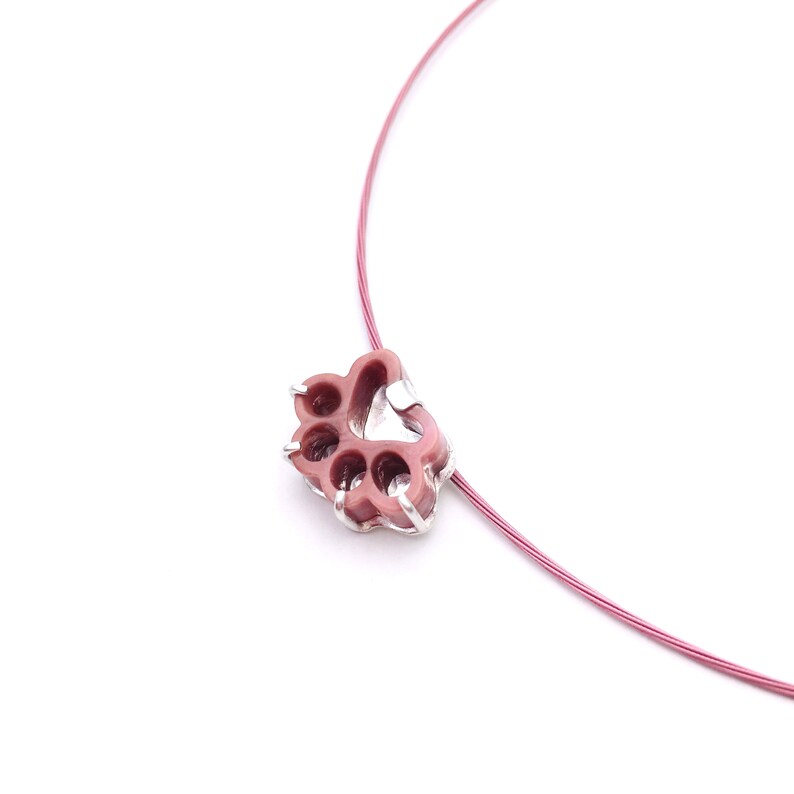 Rhodonite Pendant ,cute Cat Jewelry, Cat Claw, Rose Pink Jewelry ...