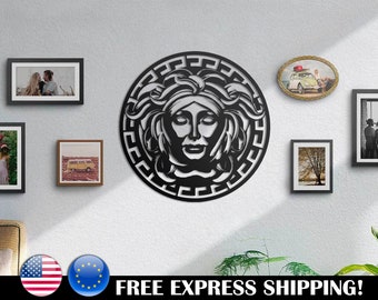 Medusa Metal Wall Art Mitología griega Metal Wall Decor Housewarming Regalo Sala de estar Arte de la pared Diseño de interiores Mitología sobre la decoración de la cama