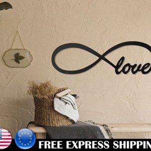 Infinity Love Quote Metal Wall Art Lovers Symbol Metal Large Sign Family Metal Wall Art Living Room Decor Housewarming Wedding Gifts for her