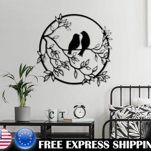 Love Birds Metal Wall Art Tree Branches Bird Decor Etsy