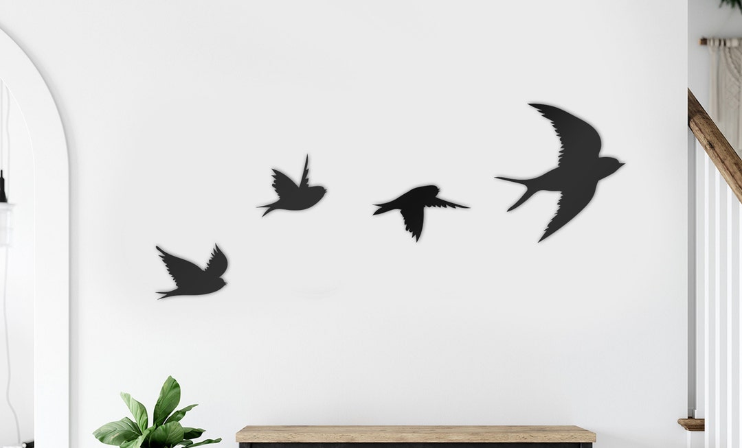 Birds Metal Wall Art Set of 4 Office Wall Art Metal Wall Sign Animal ...
