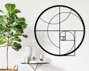 Golden Ratio Metal Wall Art Office Wall Decor Modern Round Wall Sign Living Room Decor Geometric Symbol Wall Art Housewarming Gift for him