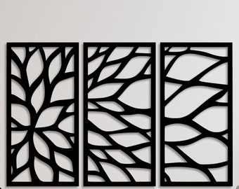 Metal geométrico hojas pared arte conjunto de 3 sala de estar decoración arte metal pared decoración metal pared arte oficina pared arte housewarming regalo para ella