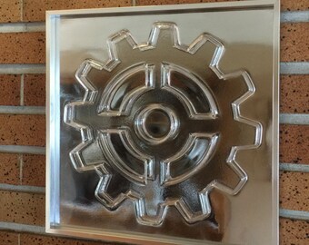 Gear Deep - 3D vacuformed mid-century modern Wandkunst mit klarem Acryl & Spiegel