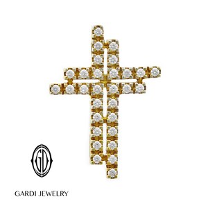 Two Lines Pave Cross pendant No back grill (no chain) 18k goldplated Swarovski crystals