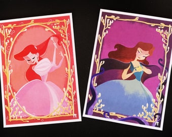 Disney Prinsessor och Skurkar konsttryck samlingspaket Ariel och Ursula (aka Vanessa).