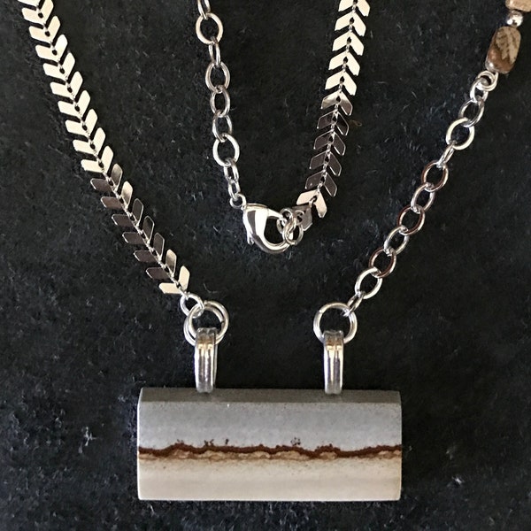 Joshua Tree National Park, Picture Jasper Necklace, Chicken Tracks Jasper, Joshua Tree Design, Jasper Beads, Silver Beads and Chain