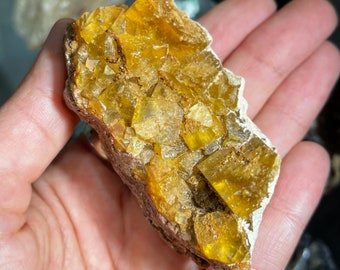 Yellow Fluorite Cluster - UV Reactive - Morocco