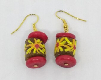 Genuine African recycled glass bead earrings