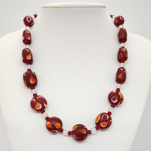 Dark Red Spotty Indian Glass Matte Bead Necklace