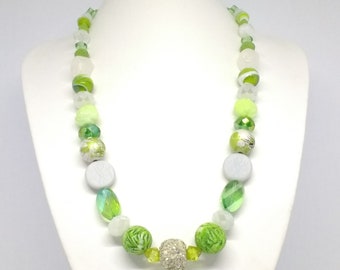 Spring Green Mixed Bead Necklace