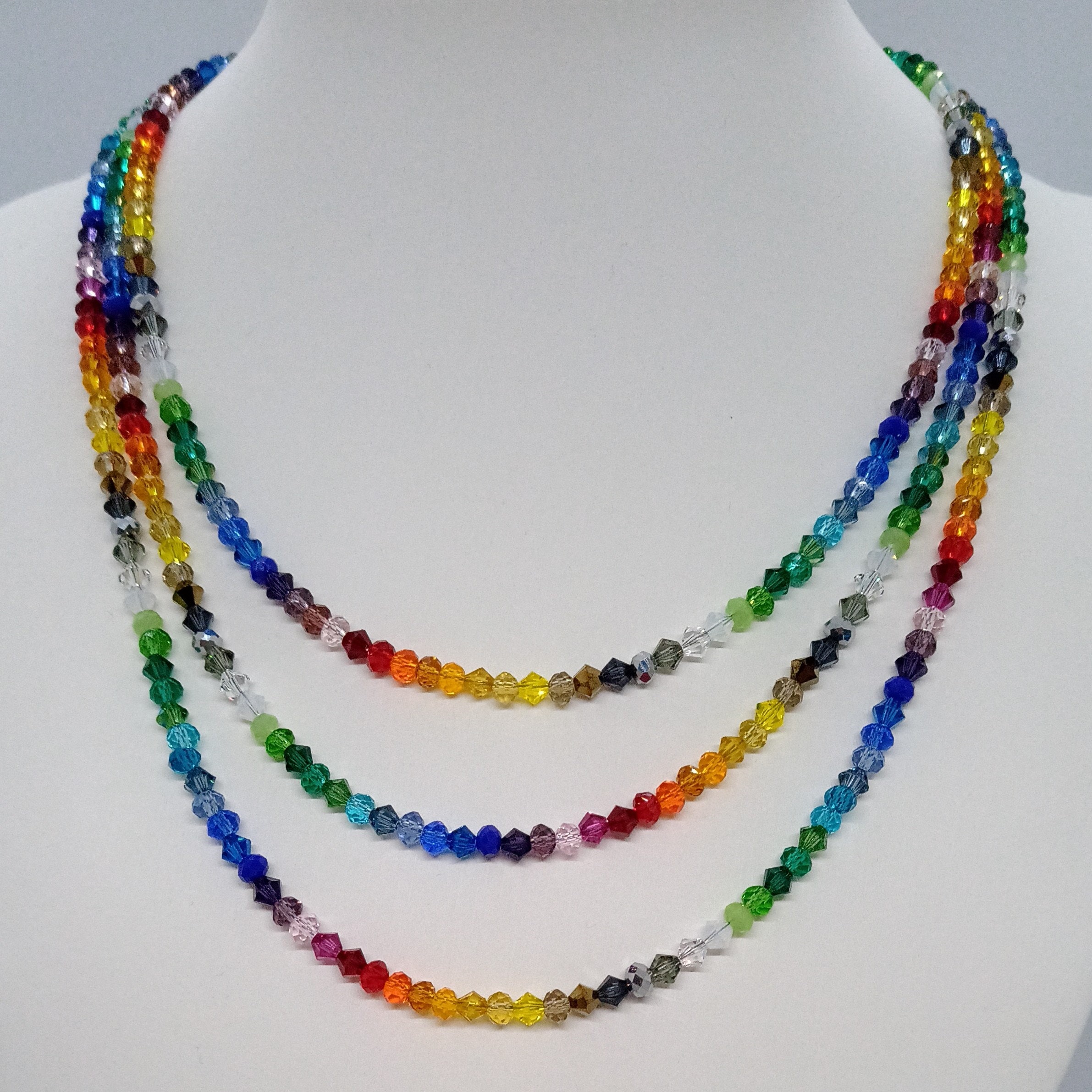3 Strand Rainbow Swarovski and Crystal Necklace Etsy UK