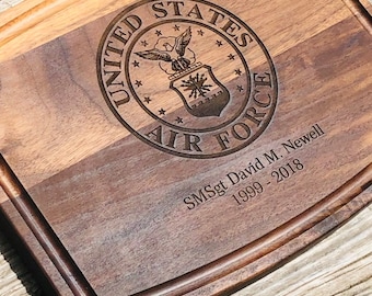 US Air Force Personalized and Custom Cutting Board Perfect for a Military, Retirement, Father's Day, Mother's Day or birthday Gift, USAF