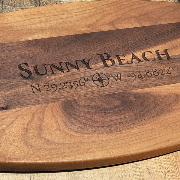 Cutting Board With Latitude and Longitude Etsy