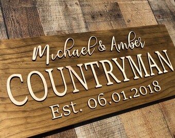 Custom Housewarming Gift, Anniversary Gift, Family Last Name Sign, Established Sign, Personalized Gifts, Wedding Sign, Home Decor, Country