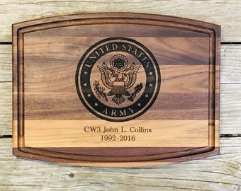 United Sates Army Personalized Cutting Board - Retirement Gift - Military Cutting Board - Fathers or Mothers Day Gift - Birthday Gift - Army