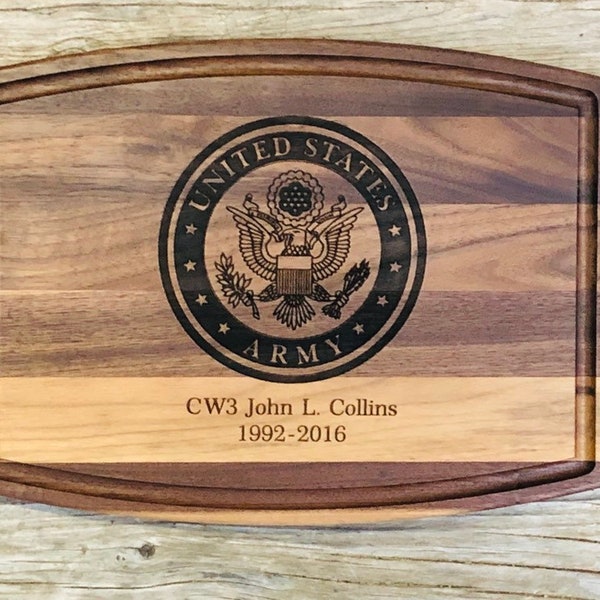 United Sates Army Personalized Cutting Board - Retirement Gift - Military Cutting Board - Fathers or Mothers Day Gift - Birthday Gift - Army