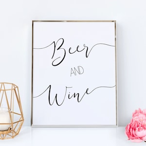Beer and Wine Wedding Bar Sign | Bar Wedding Printable Sign | Wedding Beer Signs