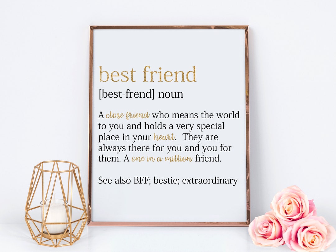Gold Best Friend Definition Bestie Definition Printable Etsy