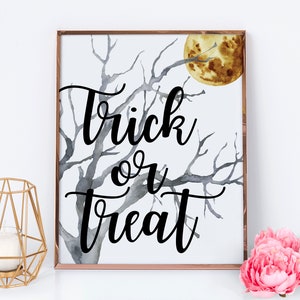 Trick or Treat Halloween Sign Printable Halloween Decor - Etsy