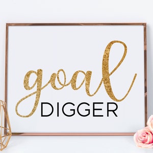 Goal Digger Office Printable Office Decor Goal Digger Sign - Etsy