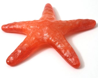 New Orange Colored Fused Glass Starfish Paperweight