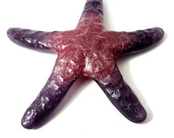 New 2 Shades of Purple Colored Fused Glass Starfish Paperweight