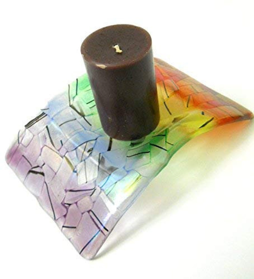 New Rainbow Colors Glass Candle Display Stand Etsy