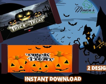 Halloween Candy Bar Wrappers, Printable Party Favors, INSTANT DOWNLOAD, NOT editable