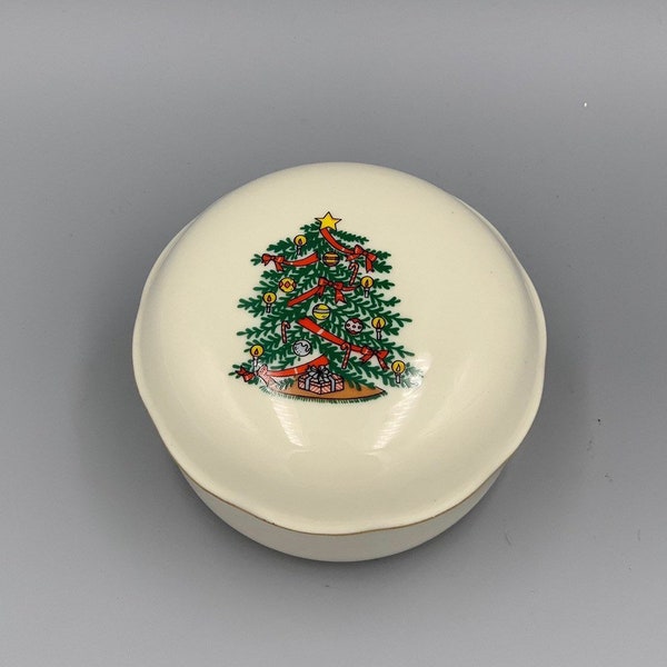 Ron Gordon Designs Christmas Trinket Bowl Dish with Lid, Vintage Christmas Trinket Bowl. Vintage Ron Gordon, Vintage Christmas Decor