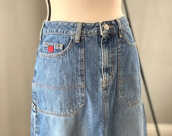 jean skirt 90s outfit
