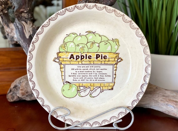 Pie Plate Vintage Pie Plate W Apple Pie Recipe Pattern Hostess Gift Vintage Kitchen Vintage Gift for the Cook Loves to Bake Dessert Etsy Canada