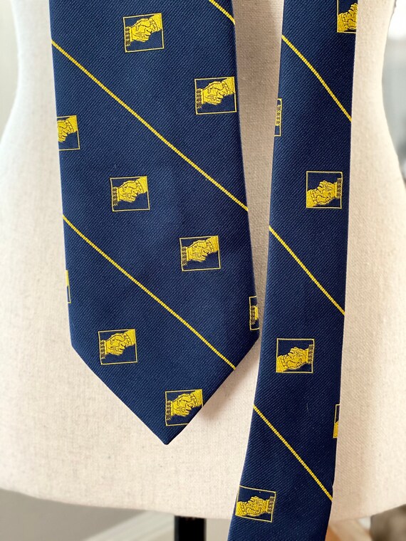 Necktie, Navy Polyester Silk Blend Tie with Handsh