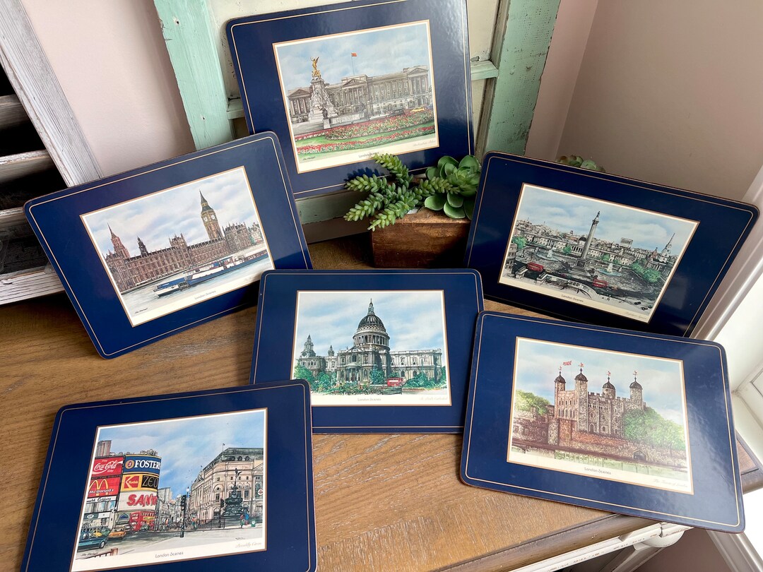 Place Mats, Harrods Pimpernel LONDON SCENES Cork Back Placemats Set of