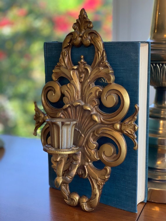 Ornate Sconce Brass Colored Hallmark Sconce Vintage Wall Etsy