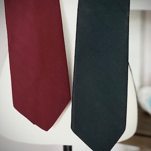 Necktie, Vintage Mr John Beau Brummell Polyester Ties, Pair of Black and Burgundy Ties, Vintage Men&#39;s Ties, Retro 70s Tie, Vintage Tie, Gift