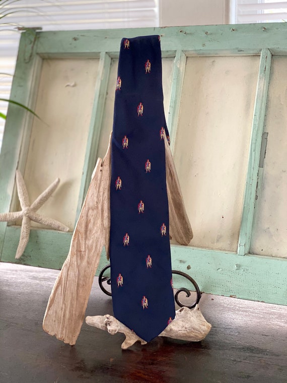 Necktie, Navy Polyester Tie with Nobleman Pattern… - image 2