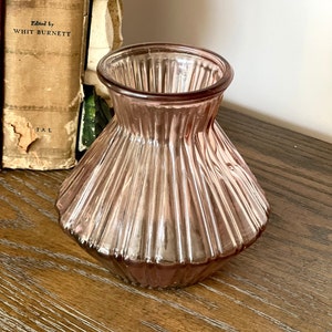 Vase, Vintage Purple Glass Vase, Short Vase, Purple Glass Decor, Vintage Home Decor, Vintage Vase, Vintage Purple Glass, Housewarming Gift