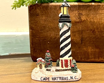 Christmas Decor, Vintage Ceramic Model of of the Cape Hatteras Lighthouse in North Carolina USA, Vintage Christmas, Retro Christmas