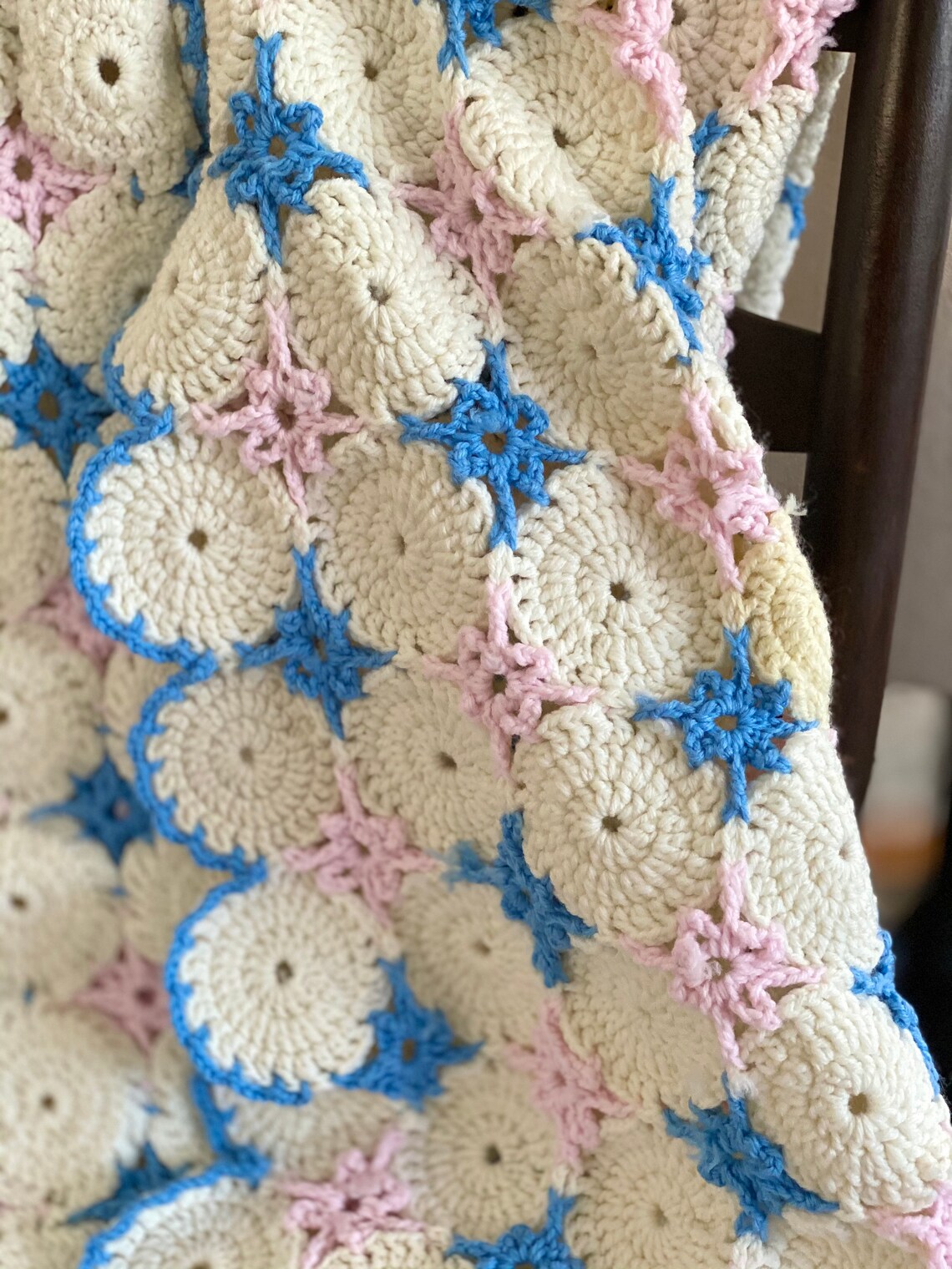 Baby Blanket Vintage Handmade Pink and Blue Baby Blanket Etsy