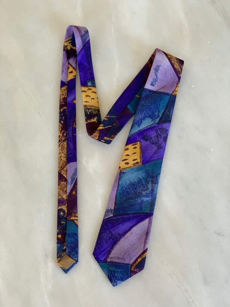 Necktie Vintage Excello Cravats Tie Bold Color Blocked Tie - Etsy
