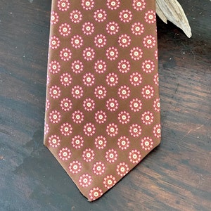 Necktie, Vintage Rooster Brand Necktie, Brown Tricel Mens Tie Italian Made for Sibley&#39;s Mens Store, Vintage Mens Tie, Vintage Mens Fashion