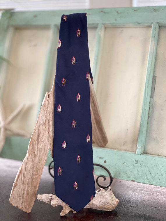 Necktie, Navy Polyester Tie with Nobleman Pattern… - image 3