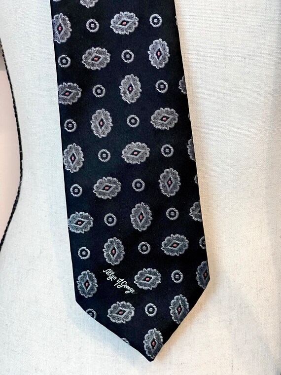Necktie, Vintage Allyn St George Necktie Black w … - image 3