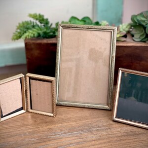 Vintage Frames, Vintage Trio Metal Picture Frames w Glass, Picture Frames, Vintage Gold Tone Metal Frames, Vintage Home Decor Photo Frames