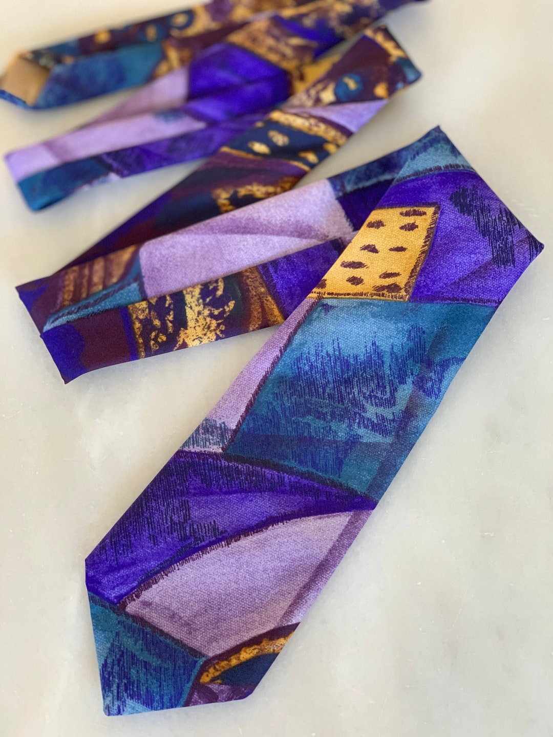 Necktie Vintage Excello Cravats Tie Bold Color Blocked Tie - Etsy