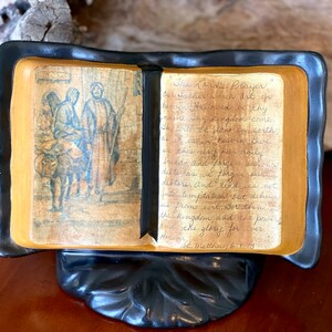 The Lord&#39;s Prayer, Vintage Home Decor Open Bible to the Lord&#39;s Prayer w Hidden Music Box, Gift of Faith, Christian, Jewish, Jesus, God