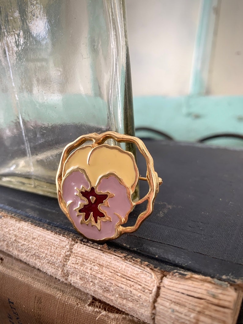 Pin Vintage Gold Plated and Enamel Purple Pansy Pin Vintage Etsy