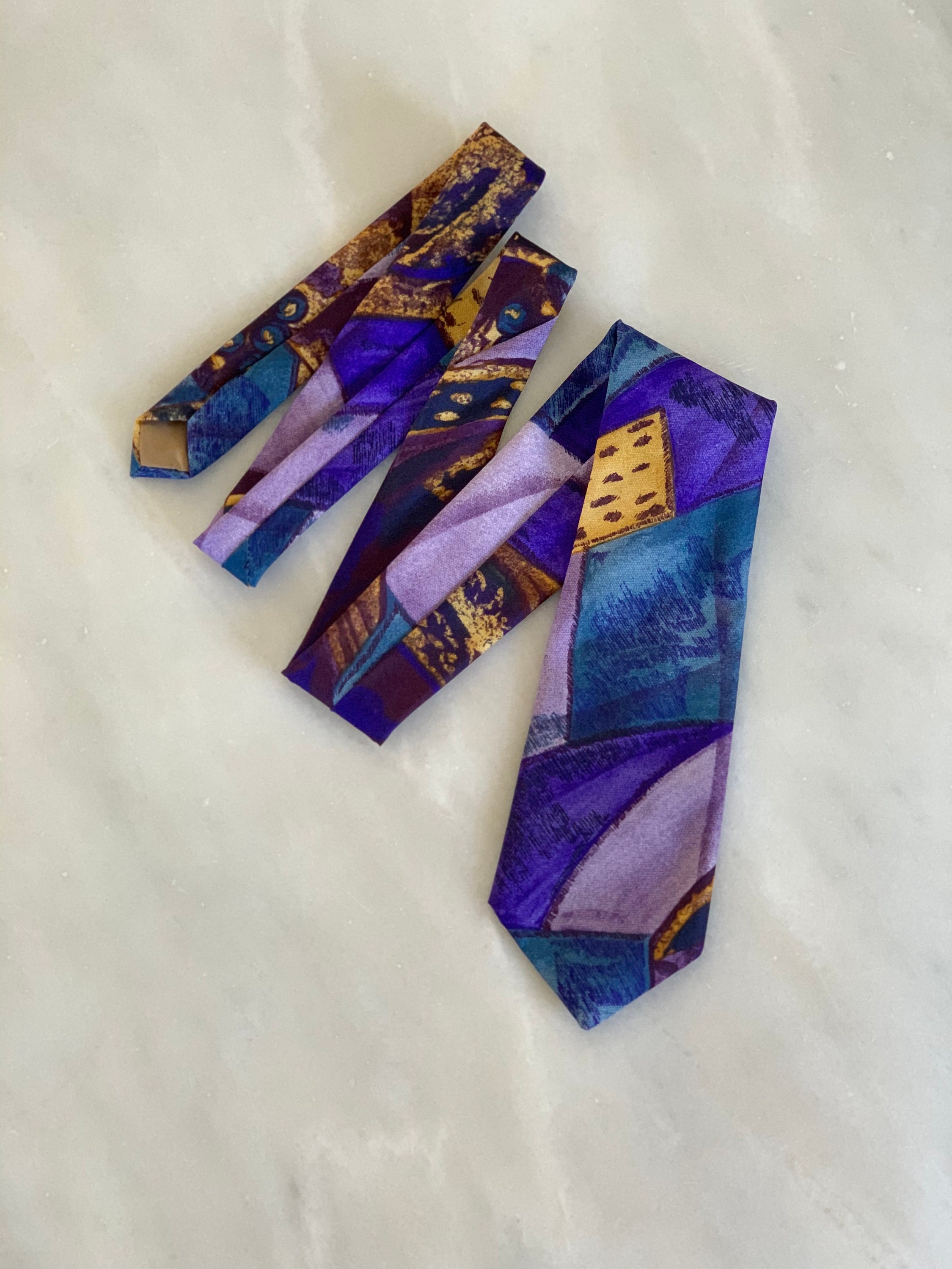Necktie Vintage Excello Cravats Tie Bold Color Blocked Tie | Etsy